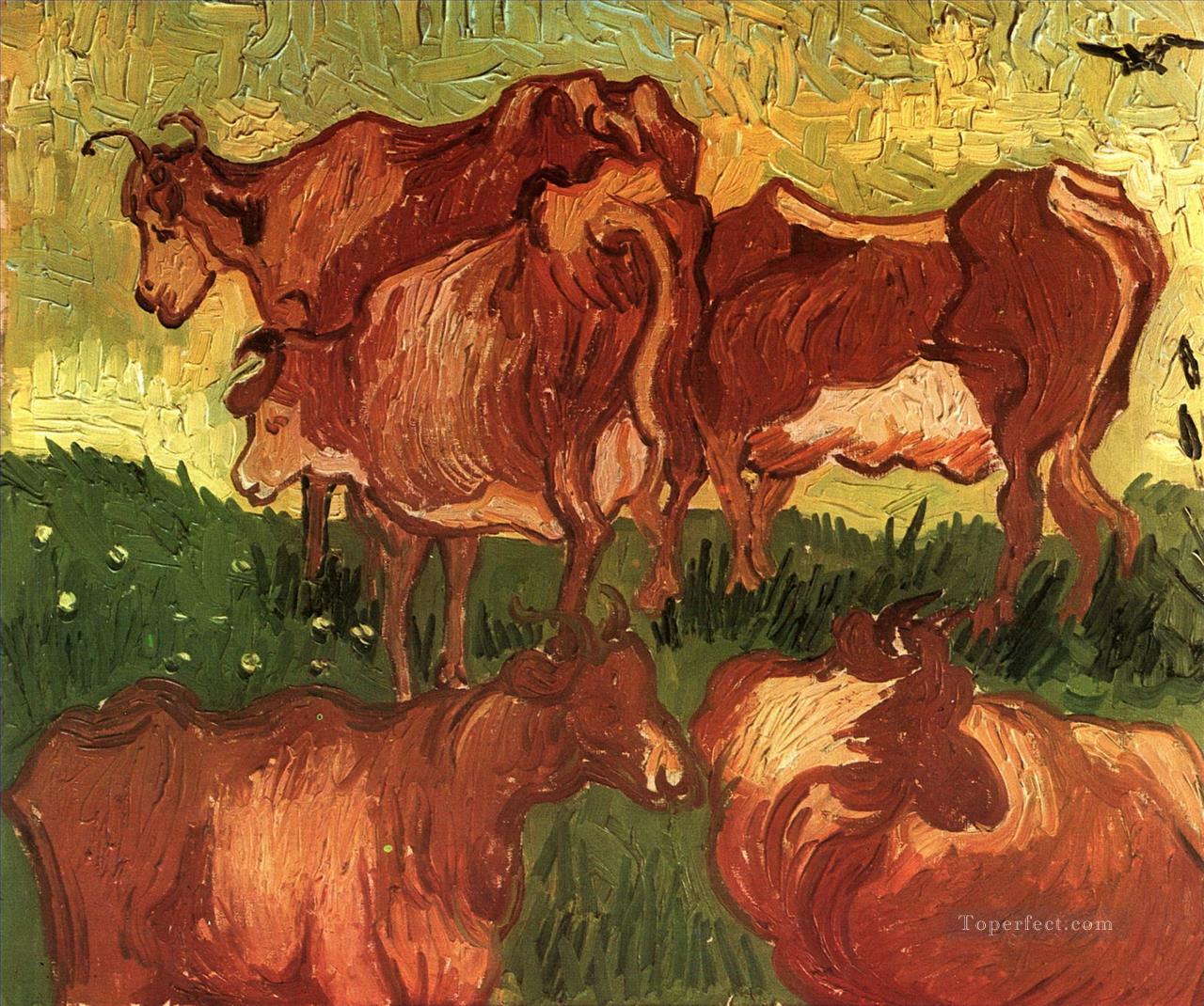 Vacas Vincent van Gogh Pintura al óleo